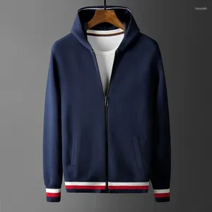 Heren Hoodies Minglu Hooded Mens Sweater Luxe Computer Gebreide herfst Casual mannelijke mode Slim Fit Navy Zipper Man 4xl