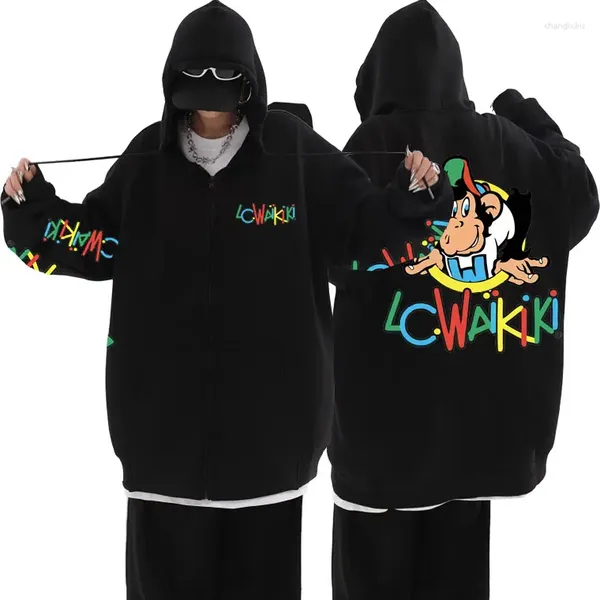 Sweats à capuche pour hommes Monkey Graphic Zip Sweat à capuche LC Waikiki Double Face Imprimer Zipper Hoodis Hommes Femmes Marque Vêtements Homme Mode Sweatshirts