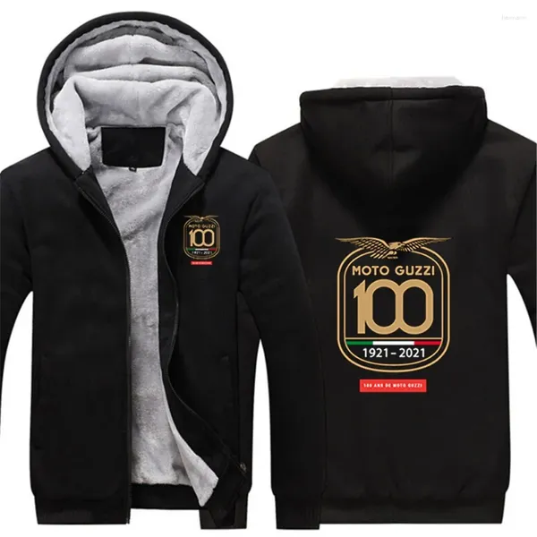 Sudaderas con capucha para hombre Moto Guzzi 90 Motocicleta Hombres Otoño Invierno Manga completa Cremallera Sudadera con capucha engrosada Casual Slim Color sólido Empalme Manga con capucha