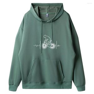 Herenhoodies Mountainbiken MTB Merkkleding Fietsen Logo Shirt Fiets Hartslag Grappig Fietsen Cadeau Sweatshirts