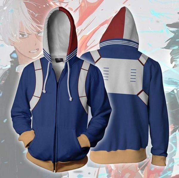 Sweats à capuche pour hommes My Boku No Hero Anime Academia Todoroki Shouto Sweat Automne Cosplay Manteau Veste Costumes