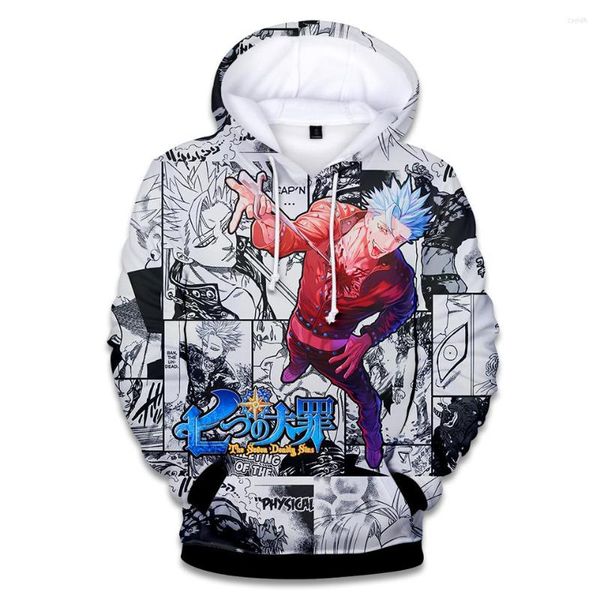 Sweats à capuche pour hommes Nanatsu No Taizai 3D Anime Harajuku à capuche garçons filles sweat-shirt confortable hauts automne mode rue Cool pull vêtements