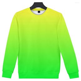 Heren Hoodies Neon Groen Sweatshirt Custom Kleurrijke Capless Hoodie Mannen Effen Kleur Ronde Hals Trui 3D Regenboog Print Jassen Jas 4XL