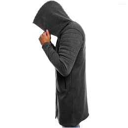 Hommes Hoodies Nice Hommes Style Automne Hiver Manteau Trench Chaud Hommes Épissage À Capuche Solide Pli Cardigan À Manches Longues Outwear # g3