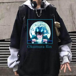 Sudaderas con capucha para hombre Okumura Rin Manga Sudadera con capucha Harajuku Anime Blue Exorcist Hombres Mujeres Unisex Loog Manga Sudadera