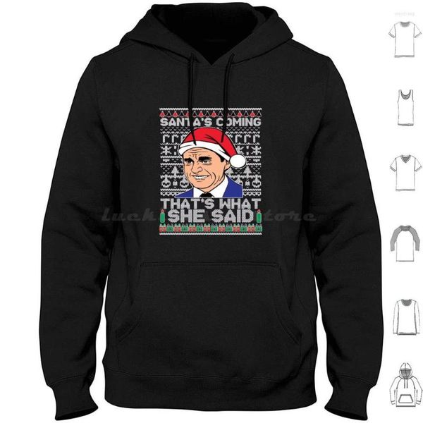 Sudaderas con capucha para hombre Oncoast | ¡Viene el Papá Noel de la oficina! ¡Eso es lo que ella dijo! Michael feo suéter navideño vacaciones divertidas