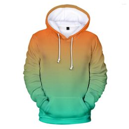 Sweat à capuche pour hommes et femmes, Orange et vert, casquette, personnalisé, dégradé coloré, couleur unie, vêtements de sport, 2022