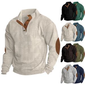 Herenhoodies Oversized sweatshirt voor kleding van hoge kwaliteit Winterknop 3D-printkraag Pullover Eenvoudig vintage jack