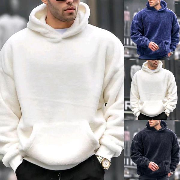 Sweat à capuche surdimensionné pour homme, pull en flanelle uni, pour jeunes, pantoufles en poils d'agneau, taille 13