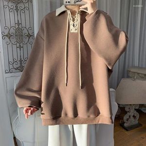 Herenhoodies Oversized trui voor mannen en vrouwen Koppels Lente Herfst Wafelpoloshirt Trendy merk Ins Hong Kong-stijl Losse jas Top