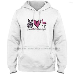 Heren Hoodies Peace Love Flamingos Hoodie Sweater Katoen Bord Geschenk idee Flamingo Flaming Tropic Hippie Pink Bird