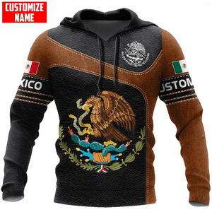 Mannen Hoodies Gepersonaliseerde Naam Mexico Vlag Wapen 3D All Over Gedrukt Heren Hoodie Unisex Casual Jack Zip Sudadera Hombre MT-105