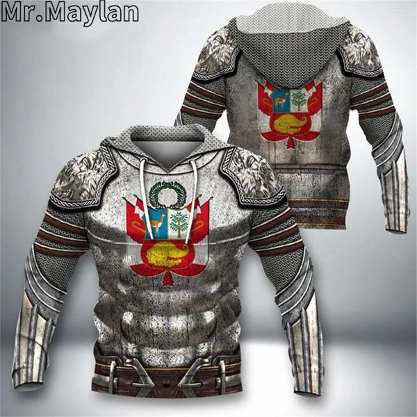 Sudadera para hombres Perú Armor Country Flag 3d Jacket impresa completa Hombres Capianas sudaderas Unisex Swear Swear Swear Swears Sudadera Sudadera