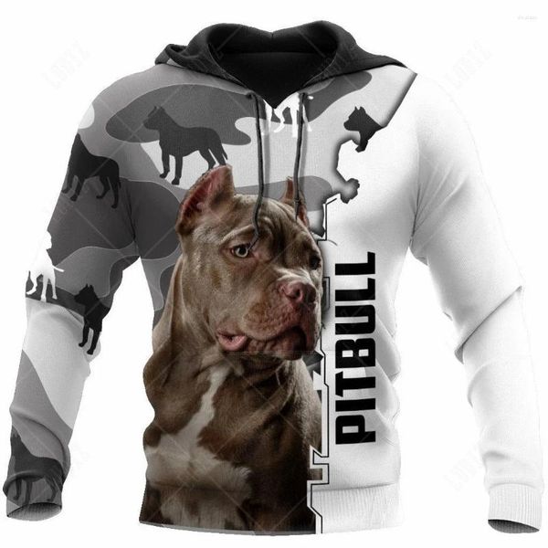 Sudaderas con capucha para hombre, Sudadera con capucha para perro, Pitbull, estampado 3D, Tops Unisex para adultos, ropa de calle de manga larga de otoño con capucha para hombre