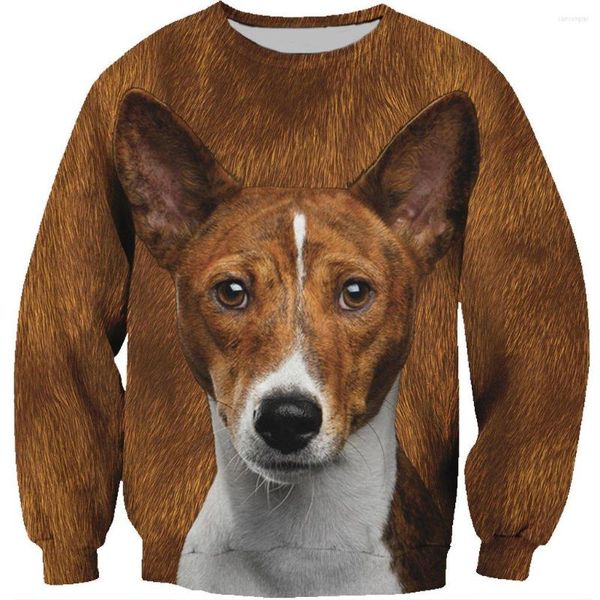 Sweats à capuche pour hommes Pets Lover Sweatshirt Basenji Dog 3D Printed X-mas Gift Pullover Printemps / Automne Unisexe À manches longues Col rond En gros