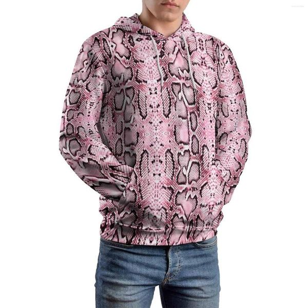 Sudaderas con capucha para hombre, ropa de calle informal con estampado de piel de serpiente rosa, Sudadera con capucha para parejas de manga larga, sudaderas personalizadas Harajuku 4XL 5XL 6XL