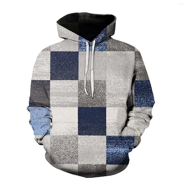 Sudaderas con capucha para hombre Sudadera con capucha a cuadros Moda holgada Sudadera con capucha coreana Sudadera para todo partido Ropa deportiva informal Jerséis Ropa de calle Jerséis Udaderas