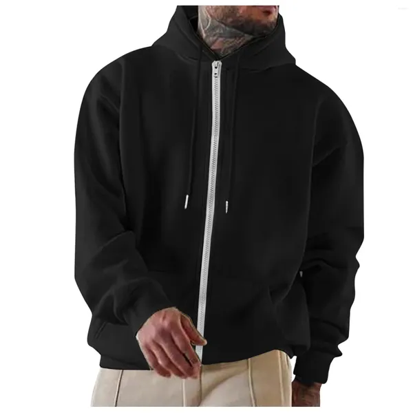 Sudaderas con capucha para hombre, color negro liso, con cremallera, sudadera con capucha, todo fósforo, camisetas de ocio, jersey básico, ropa deportiva holgada, moda coreana, sudaderas de otoño