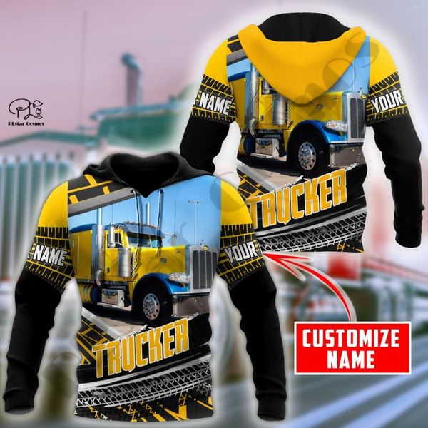 Sweats à capuche pour hommes PLstar Cosmos 3DPrinted Est Trucker Job Nom personnalisé Unique Funny Hrajuku Streetwear Unisex Casual Hoodies/Zip/Sweatshirt Q-1