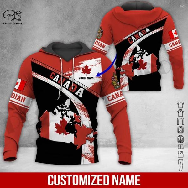 Sudaderas con capucha para hombre PLstarCosmos 3Dprint Est Proud Canada Flag Team Nombre personalizado Arte Divertido Harajuku Causal Único Unisex Sudaderas con capucha/Sudadera/Cremallera A4