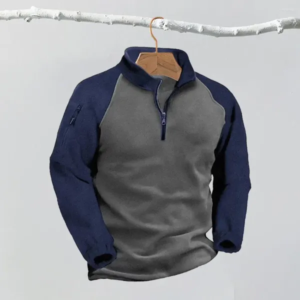 Sweats à capuche masculine Polar Top Top Top Rencolline Tirover à trait de vent avec collier de support à manches longues décontractées pour l'automne