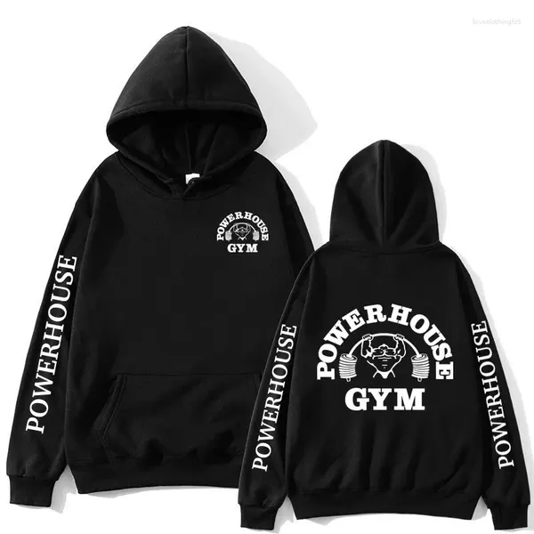 Sweats à capuche pour hommes Powerhouse Gym Logo Sweat à capuche Harajuku Hommes Femmes Geek Fitness Surdimensionné À Manches Longues Sweat-shirt Esthétique Sport Streetwear