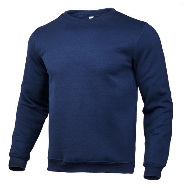 Sudaderas con capucha para hombre, camiseta informal estampada, jersey cálido, Top de Color sólido, cuello redondo para Otoño/Invierno, ropa deportiva para mujer