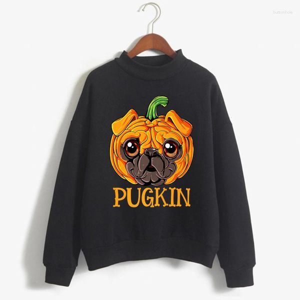 Sweats à capuche pour hommes Citrouille Pug Funny Streetwears Kawaii Chiens Imprimer Sweat Y2k Top Pull 2023 Halloween Vêtements pour femmes Survêtement ample