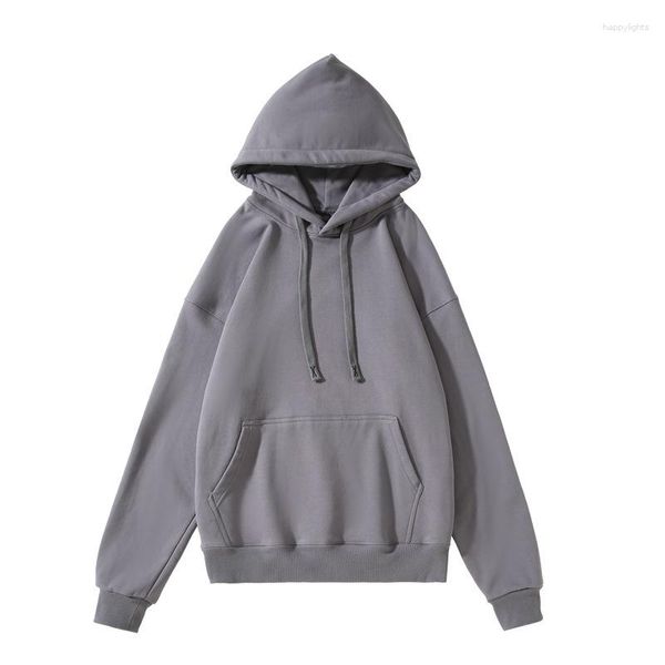 Pull à capuche en pur coton pour hommes et femmes, marque tendance, automne hiver, épaules, couleur unie, vente en gros, pour Couple