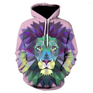 Sweat à capuche pour hommes, violet diamant Lion imprimé en 3D, grande taille, survêtements à capuche, poche, mode décontractée, nouveauté manteau