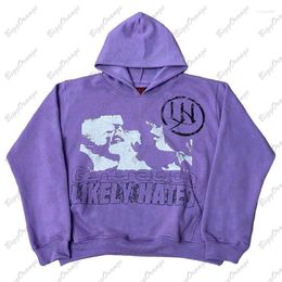 Heren Hoodies Paarse Hoodie Vintage Y2k Pluche Vrouwen Originele Straat Sweatshirt 2023 Zwart Niche Mode Streetwear Promo