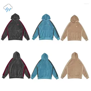 Heren Hoodies Quality Butterfly Borduurwerk kaki blauw grijs naalden awge hoodie cooded heren vrouwen casual streep fluwelen pullovers