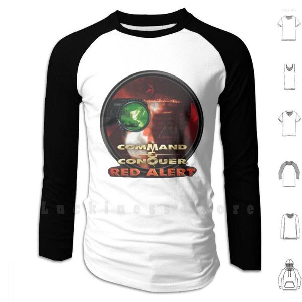 Sudaderas con capucha para hombre Logotipo de alerta roja Sudadera con capucha Manga larga Command And Conquer Videojuego Gaming Pc Playstation Windows Tanks