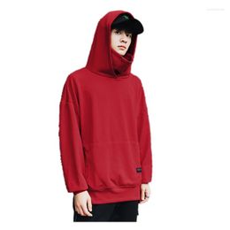 Heren Hoodies Red Autumn Plus Size 2XL-8xl 9xl High Collar Solid European Version Outerwear Grote Turn-Down Hiphop Sweatshirts