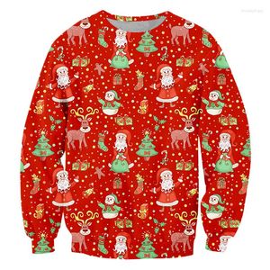 Sweats à capuche pour hommes Red Festival Joyeux Bucking Christmas Crewneck Sweat Elk Gift 3d Print Hommes Femmes Casual Long Sleeve Outerwear