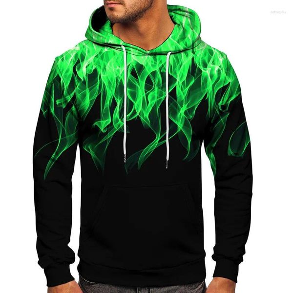 Sudaderas con capucha para hombre, rojo, amarillo, verde, azul, estampado de llama, sudadera con capucha de moda para hombre, sudadera con capucha personalizada de Hip Hop de manga larga personalizada