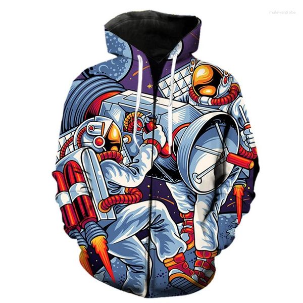 Sudaderas con capucha para hombre, Sudadera con capucha con estampado 3d de dibujos animados Retro y cremallera, Tops informales Harajuku, chaquetas con capucha, ropa informal de moda, sudaderas de manga larga