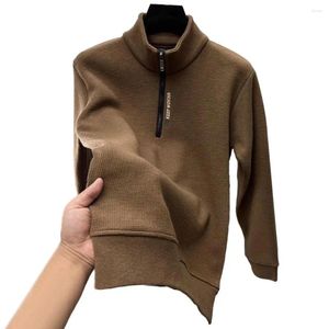 Herenhoodies Geribbelde manchetsweatshirt voor heren Herfst Winter Rits Opstaande kraag Dikke warme trui Gebreide trui Fleece