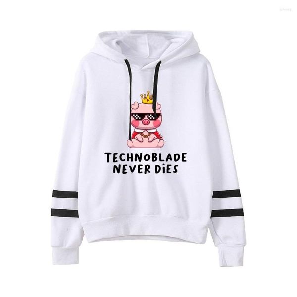 Sudaderas con capucha para hombre Rip Technoblade Never Dies Unisex sin bolsillo barras paralelas manga sudadera hombres mujeres Sudadera con capucha 2023 ropa de descanso en paz