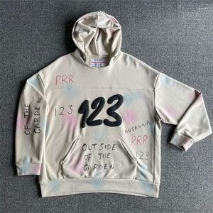 Heren Hoodies RRR123 Hoodie Tie geverfd gewassen maken oude schuim printen sweatshirts mannen vrouwen hoogwaardige vintage handgeschilderde graffiti