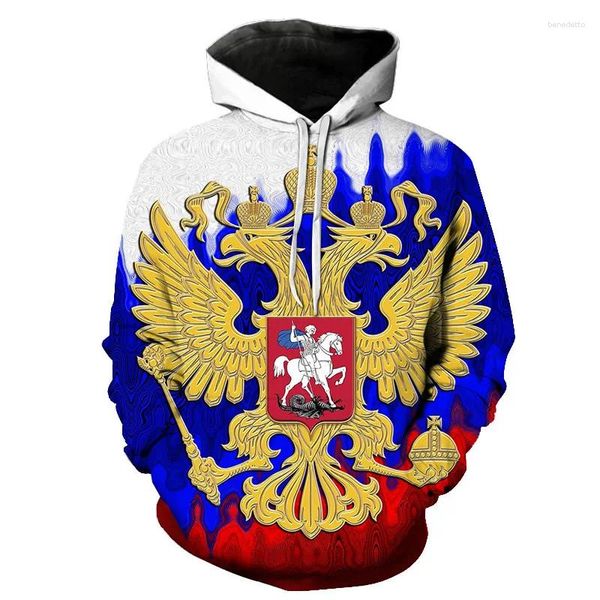 Capucha masculina bandera rusa rusa 3d impresa series sudadera con capucha casual de gran tamaño de gran tamaño tendencia a la moda