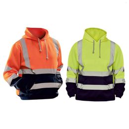 Sweats à capuche masculins S-5xl Hi Vis Mens Sweatshirt Sweatshirt Reflective Strips Sweat Chemi