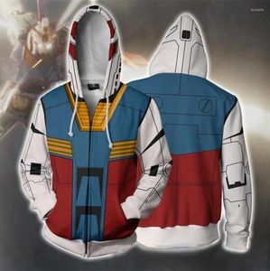 Heren Hoodies S-5xl groot formaat hoogwaardige Gundam 3D sweatshirt Cosplay Man ritsjack dunne sweatshirts jas