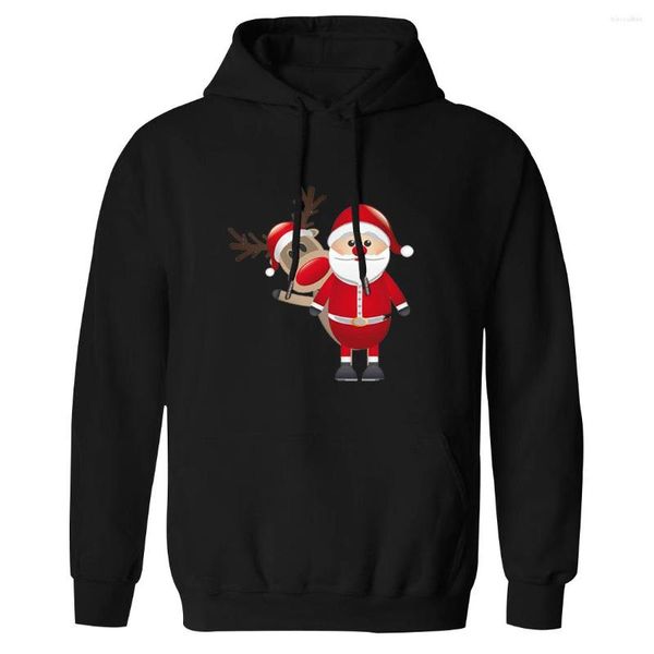 Hoodies masculins Santa Claus et Elk Mens Hooded Hip Hop Fashion Sweatshirt à manches longues Vêtements de loisirs 2023 Arrivée Moletom Masculino