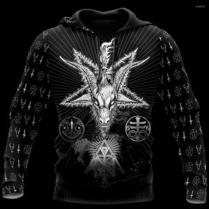 Sweats à capuche pour hommes satanique Tribal tatouage Art 3D complet imprimé à capuche pour hommes et femmes décontracté gothique Streetwear pull drôle H612