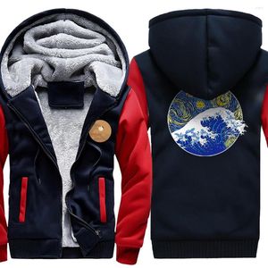 Heren Hoodies Zeewater Print Mens Raglan Dikke Jackets Winter Mans Coats en Koreaanse Koreaanse stijl Tracksuits Hipster Retro Sudadera Hombre