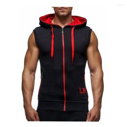 Sweats à capuche pour hommes Vente Casual Sports Design Cardigan Sweat à capuche Contraste Zip-Up Gilet sans manches pour hommes
