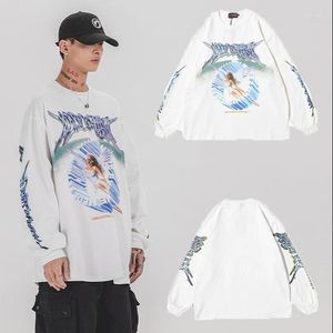 Sweats à capuche pour hommes Sensir / 2023 Spring Summer Street Hip Hop Loose And Women Off Shoulder Long Sleeve T-shirt Sweater