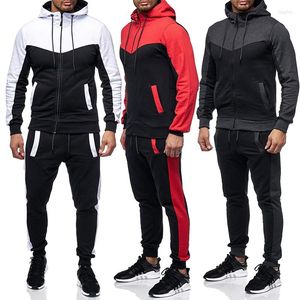 Ensemble de sweats à capuche pour hommes, ensemble de 2 pièces, survêtement de gymnastique, décontracté, color block, costumes de jogging pour pantalons de survêtement