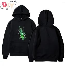 Hoodies masculins brisé Green Gemstone Sword Fashion Mignon Soft Sport Plus taille Blouse coréen Coton Coton Sweat à capuche Men Sweet Basic